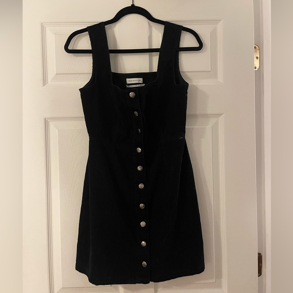 Urban Outfitters black button up corduroy mini dress size US women’s 6.